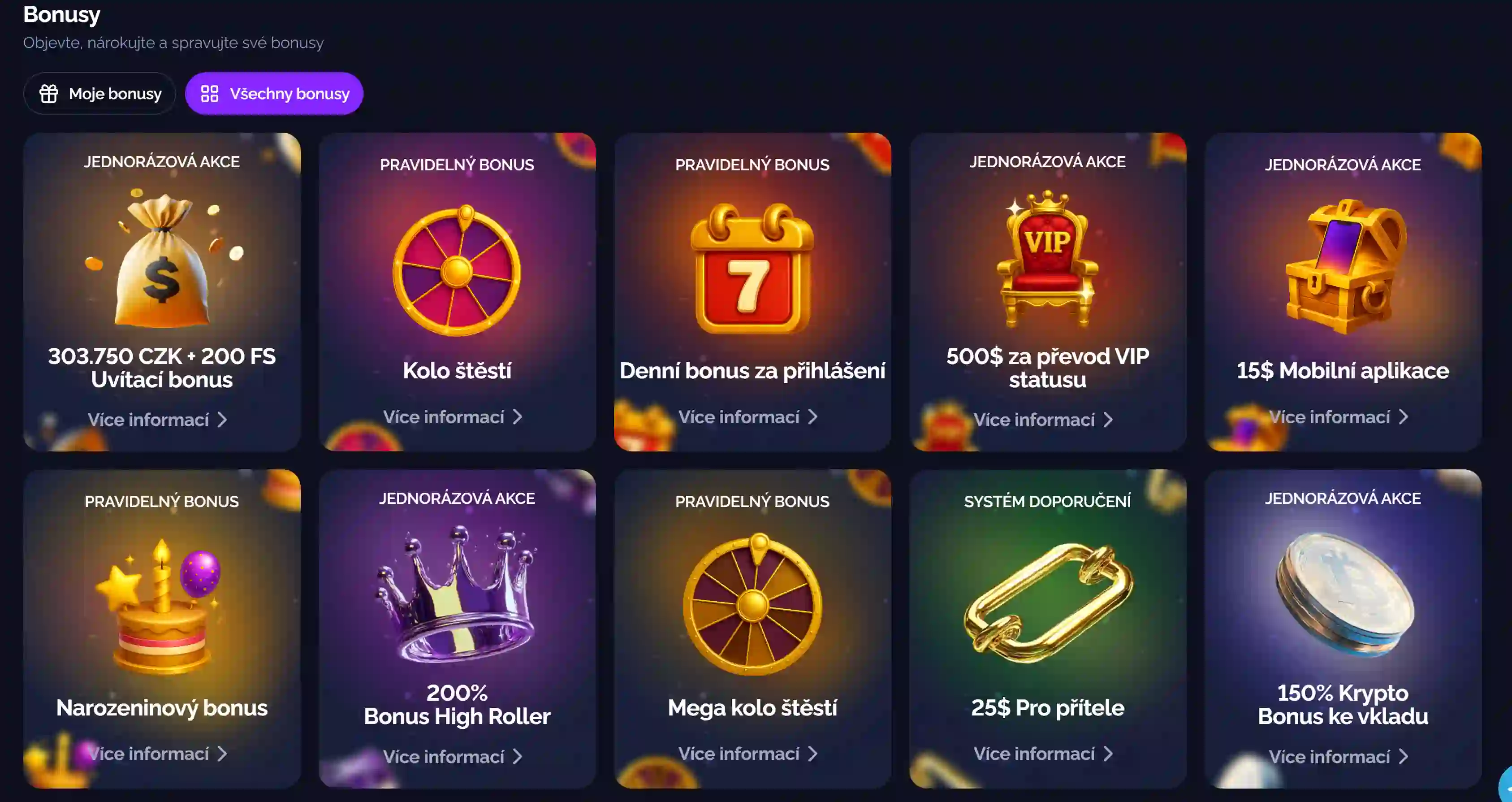Bonusové centrum Goldbet Casino se seznamem aktivních nabídek