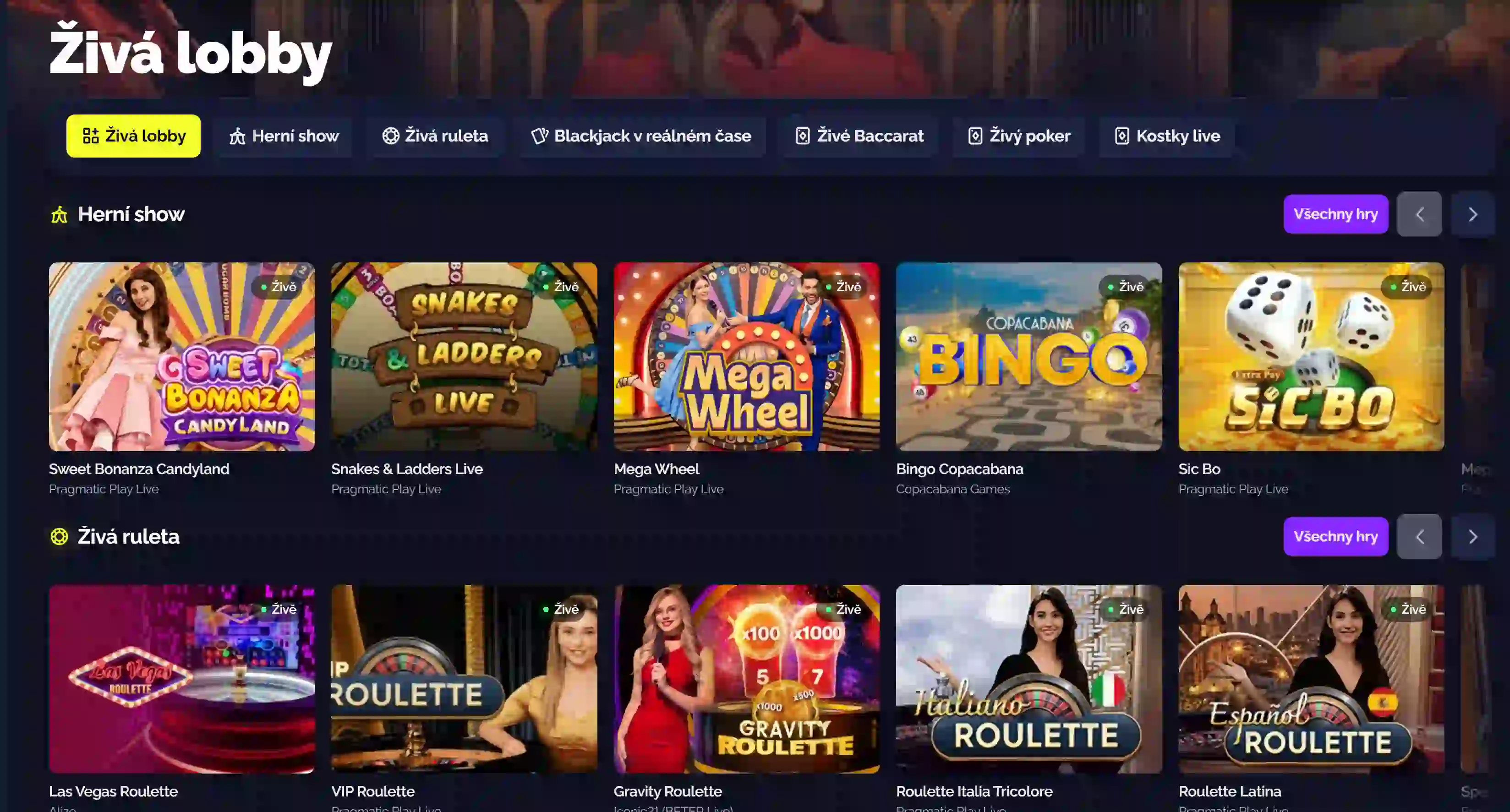 Live casino s reálným dealerem Goldbet Casino